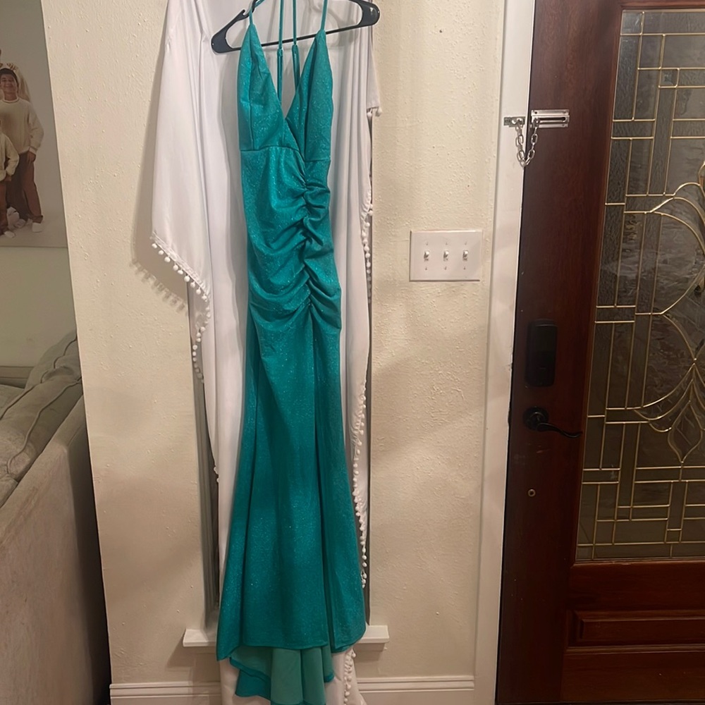 Long green prom dress